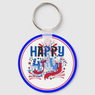 Porte-clés Conception de célébration du 4 juillet