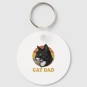 Porte-clés Conception de chemise pour papa de chat rétro vint