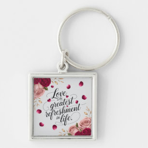 Porte-clés Conception de citation florale de rose élégante