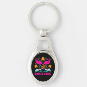 Porte-clés Conception de flamants roses de vibes de plage