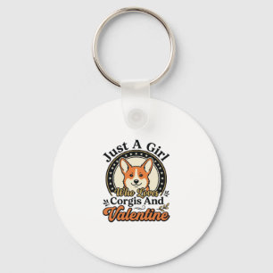 Porte-clés Conception de la Saint-Valentin Corgi pour les ama