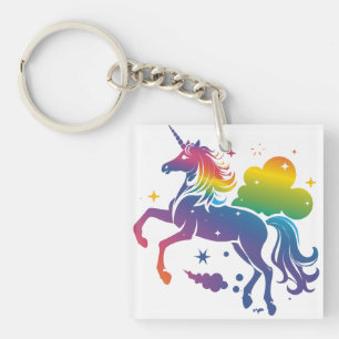 Porte-clés Conception de licorne de couleur arc-en-ciel