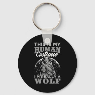 Porte-clés Conception de loup drôle Costume humain Je suis un