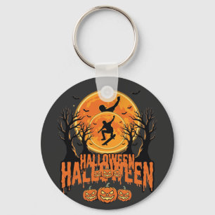 Porte-clés Conception de Lune de Skateboard d'Halloween Hallo