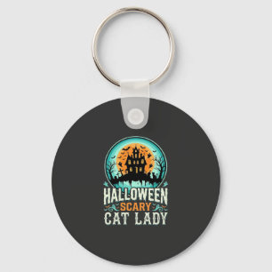Porte-clés Conception de maison hantée de dame de chat effray