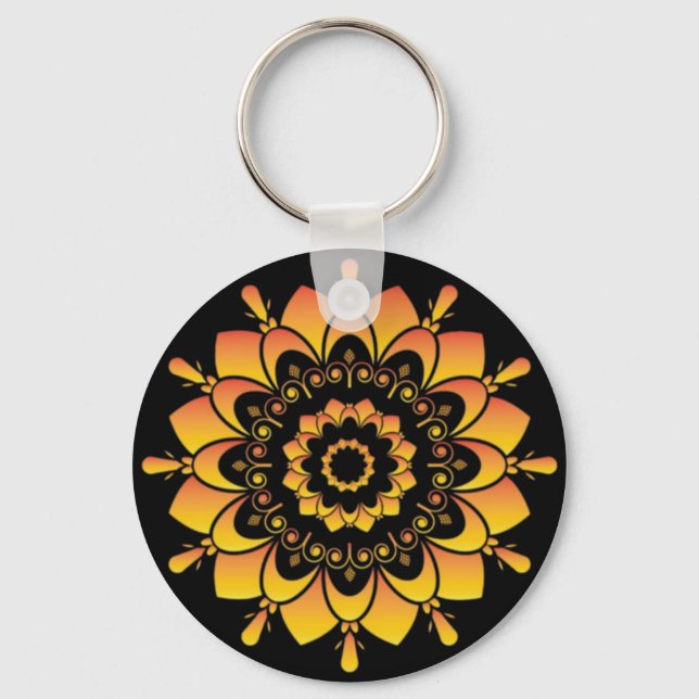 Porte-clés Conception de mandala unique doré-95748 (Recto)