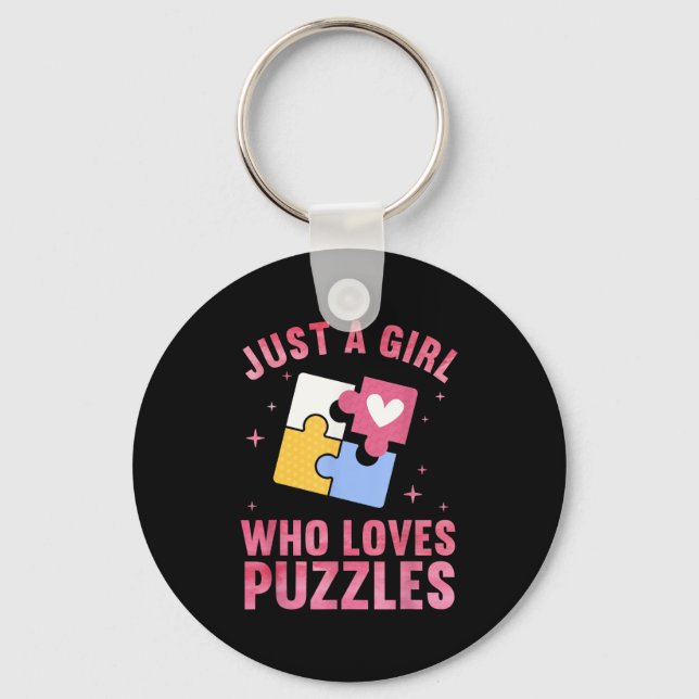 Porte-clés Conception De Puzzle cool Pour Femmes Filles Jigsa (Recto)