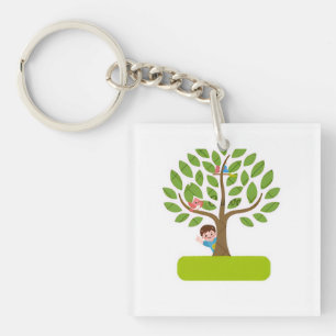 Porte-clés Conception de T-Shirt Arbre Mignon avec Enfants et
