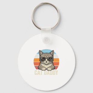 Porte-clés Conception de T-shirt Chat Daddy Vintage Sunset Co