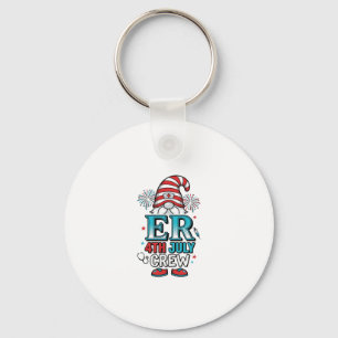 Porte-clés Conception de T-shirt Gnome Patriotique ER 4 juill
