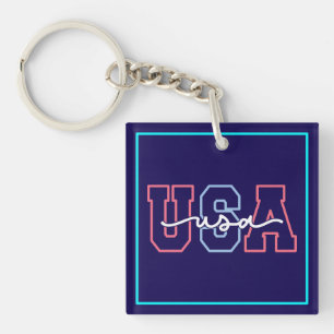 Porte-clés Conception de texte États-Unis 4 juillet-62118