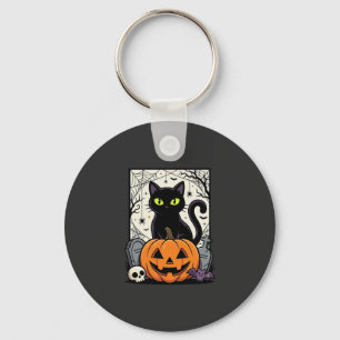 Porte-clés Conception de vecteur de citrouille de chat noir H