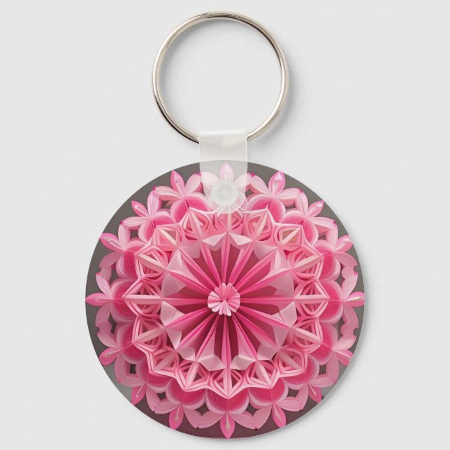 Porte-clés Conception d'origami floral rose complexe (Recto)