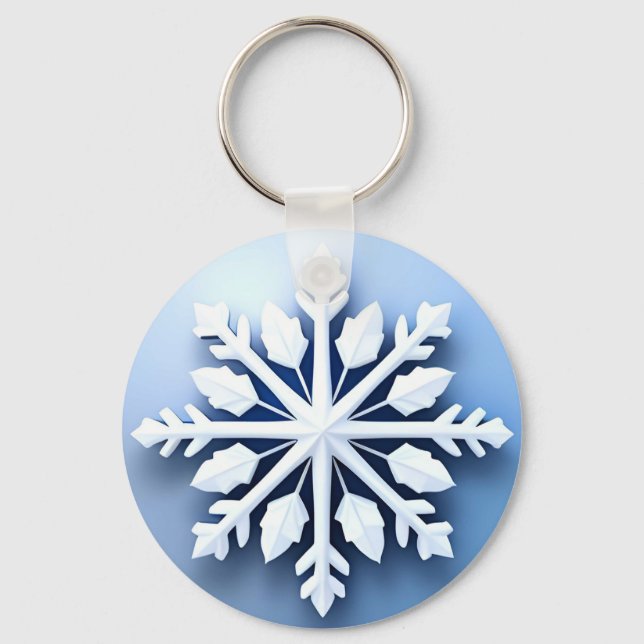 Porte-clés Conception élégante de flocon de neige en 3D (Recto)