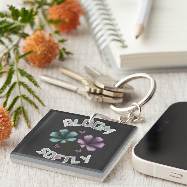 Porte-clés Conception florale de printemps Bloom Softly Paste (Devant Droit)