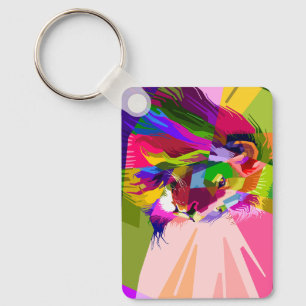 Porte-clés Conception Pop Art Prismatique Colorée Lion-62501