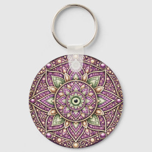 Porte-clés Conception vibrante de mandala – Art géométrique c