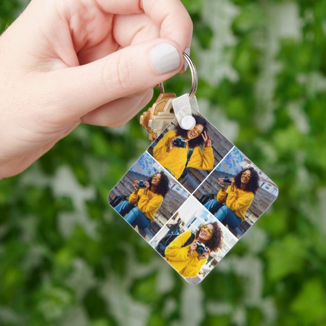 Porte-clés Concevez votre propre collection de 4 photos (main)