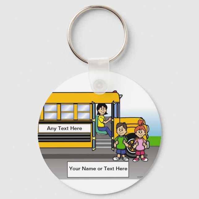 Porte-clés Conducteur de bus scolaire personnalisé - Cartoon  (Recto)