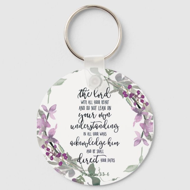 Porte-clés Confiance dans le Seigneur floral (Recto)