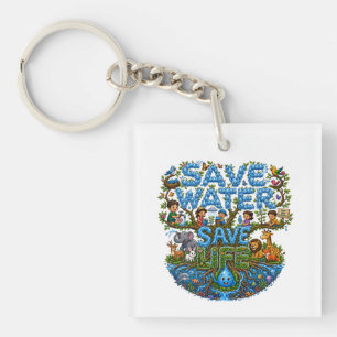 Porte-clés Conservation Environnementale Économiser l'Eau Sau