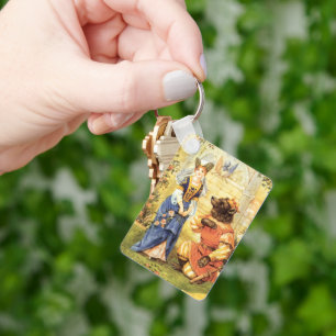 Porte-clés Conte de fée vintage, beauté et bête