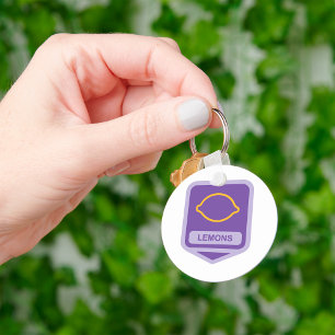 Porte-clés Contour de citron violet et jaune