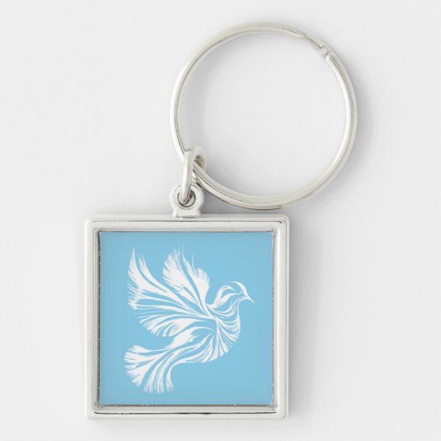 Porte-clés Contour de la colombe bleu (Devant)