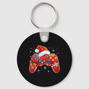 Porte-clés Contrôleur de jeu vidéo Noël Santa Hat Gamer Bo