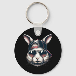 Porte-clés Cool Bunny Face Avec Sungles Joyeux Garçons de Pâq