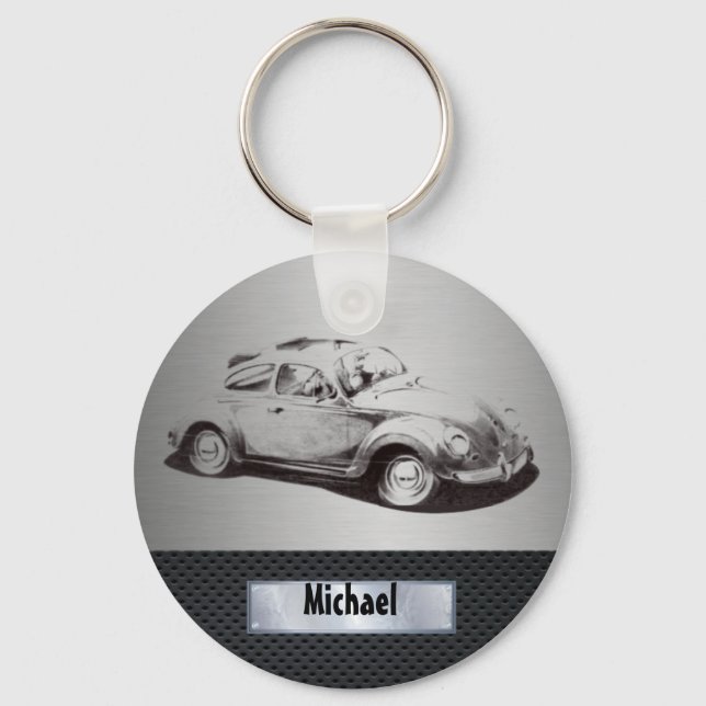 Porte-clés Cool chic masculine classe vieille voiture argenté (Recto)