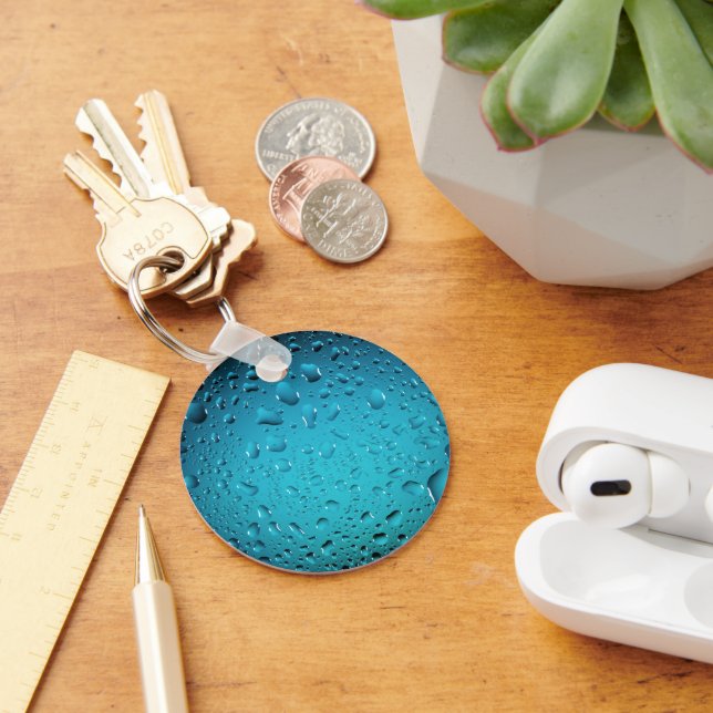 Porte-clés Cool élégant Bleu gouttes d'eau (Bureau)