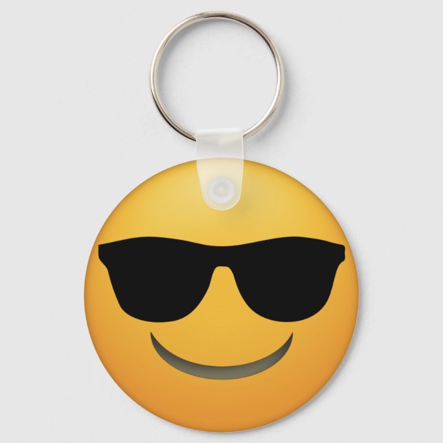Porte-clés Cool Emoji Chaîne clé avec lunettes de soleil. (Recto)