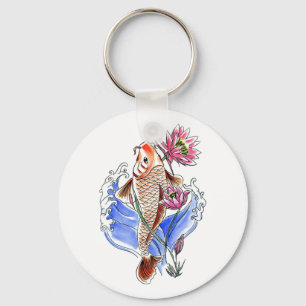 Porte-clés Cool Oriental Classic Koi Carp Poisson Lotus tatou