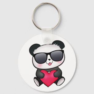 Porte-clés Cool Panda Bear Lunettes de soleil Saint Valentin 