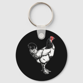 Porte-clés Coq de ferme vintage design minimaliste de poulet 