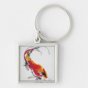 Porte-clés Coq peu commun. Calligraphie et watercolor.