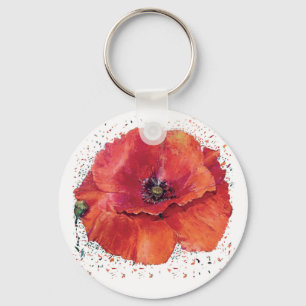 Porte-clés coquelicot rouge
