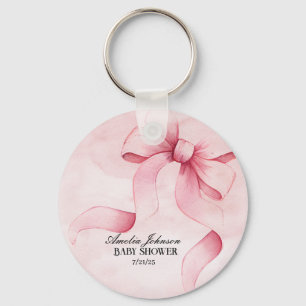 Porte-clés Coquette au ruban rose pâle pour fille Baby shower