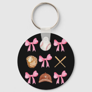 Porte-clés Coquette Bow Baseball Mama Baseball Maman Mères Da
