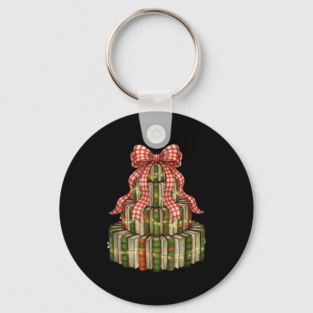 Porte-clés Coquette Bow Christmas Books Xmas Tree Librarian  (Recto)