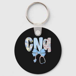 Porte-clés Coquette Cna Nurse Bleu Floral Stethoscope Bow Cut