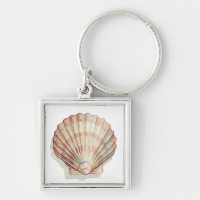 Porte-clés Coquillage rose et crème (Devant)