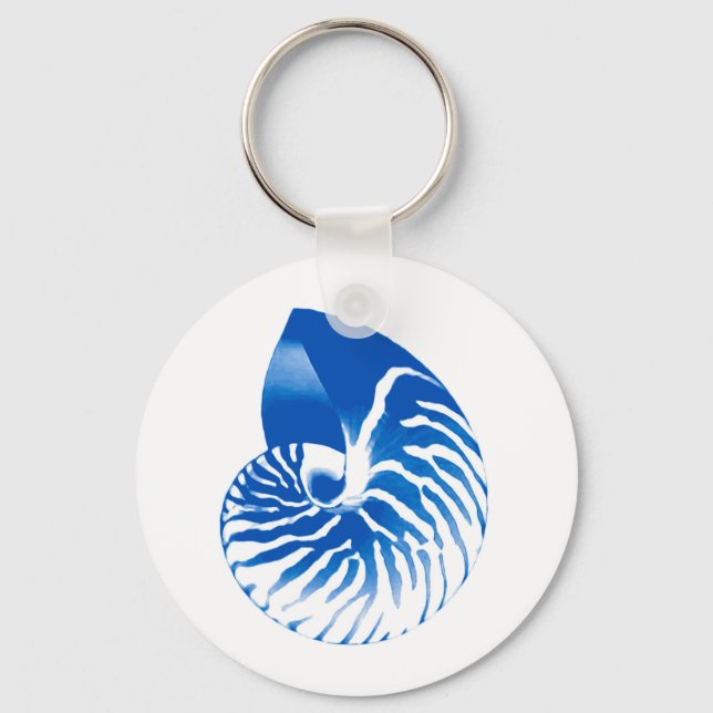 Porte-clés Coquille de Nautilus - bleu cobalt et blanc (Recto)