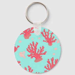 Porte-clés Corail brillant sarcelle océan simple nautique été