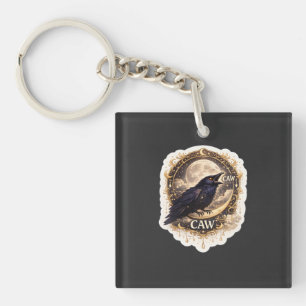 Porte-clés Corbeau céleste Lune Gothique Nuit Nature Vibes