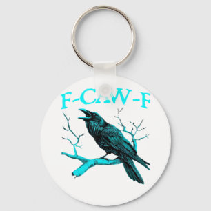 Porte-clés Corbeau F-Caw-F Oiseau Drôle Design Rétro Créatif