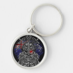 Porte-clés Corbeaux d'Odin épées Mythologie Viking drapeau Au