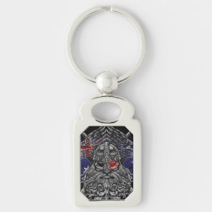 Porte-clés Corbeaux d'Odin épées Mythologie Viking drapeau Au