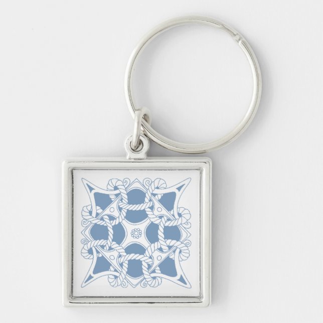 Porte-clés Corde celtique de noeud de bleu d'océan de marin (Devant)